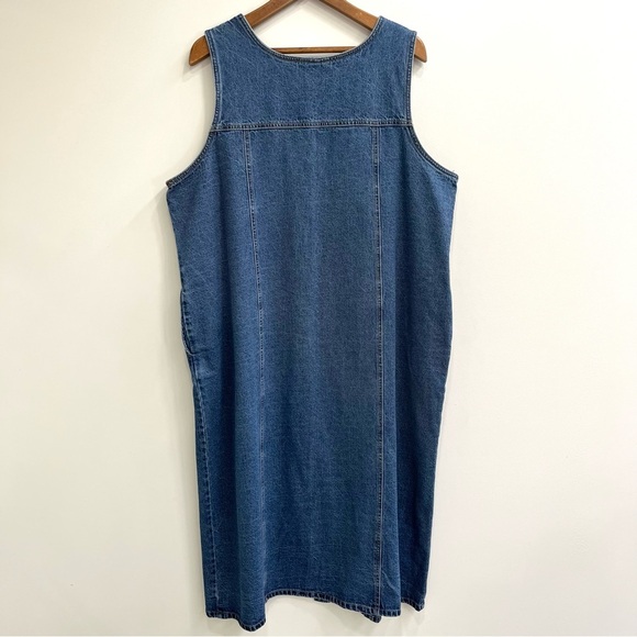 Vintage 90’s Y2K denim button front maxi dress jumper pockets sleeveless 22W - Picture 2 of 10